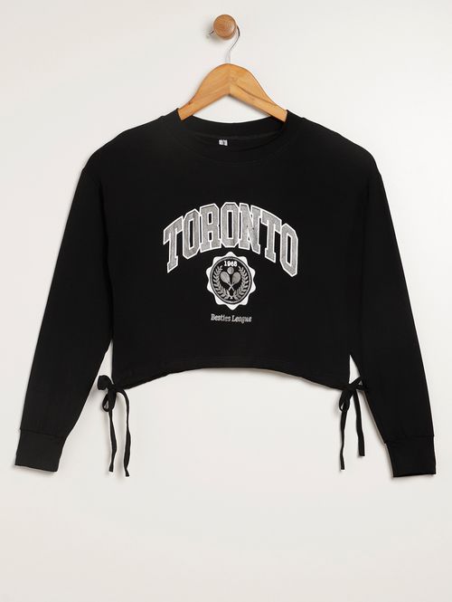 Blusa Manga Longa Juvenil Para Menina - PRETO