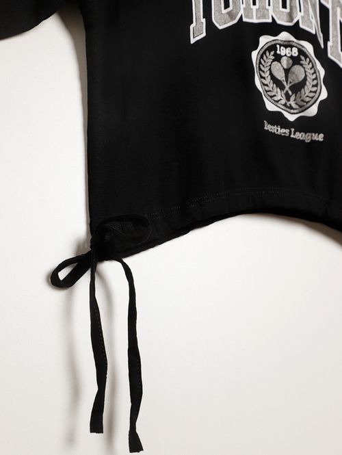 Blusa Manga Longa Juvenil Para Menina - PRETO