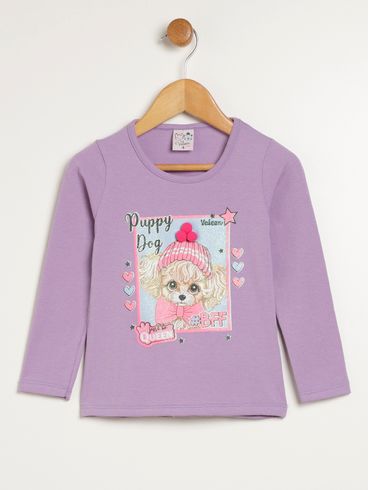 Blusa Manga Longa Infantil Para Menina - LILAS
