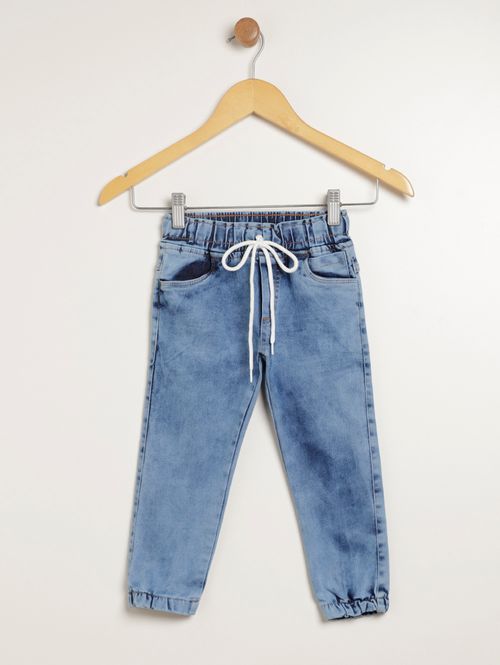 Calça Jeans Jogger Infantil Para Menino - AZUL