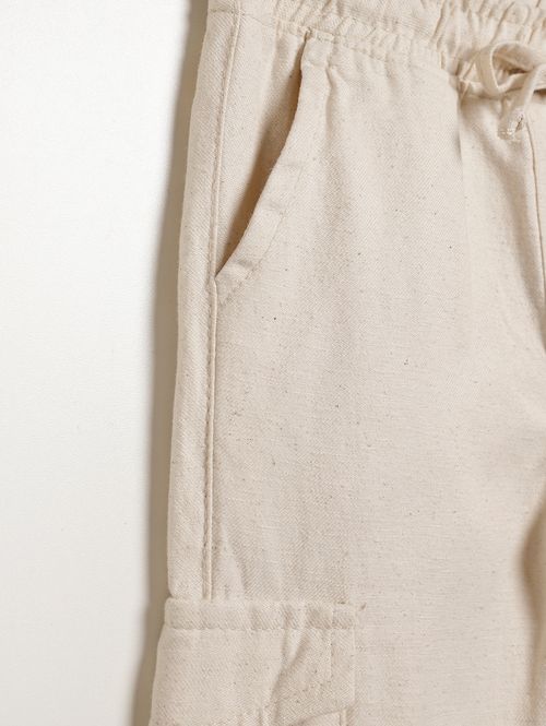 Calça Sarja Cargo Infantil Para Menino - BEGE