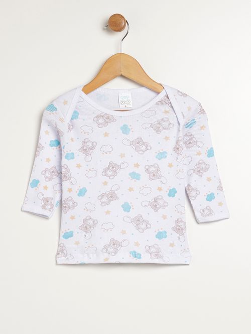 Camiseta Manga Longa Infantil Para Bebê - BRANCO