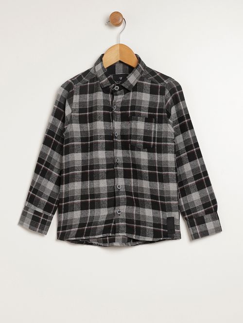 Camisa Flanela  Manga Longa Infantil Para Menino - CINZA