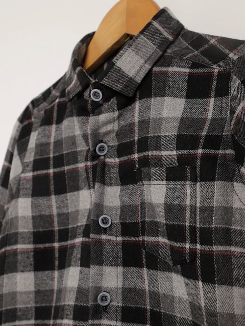 Camisa Flanela  Manga Longa Infantil Para Menino - CINZA