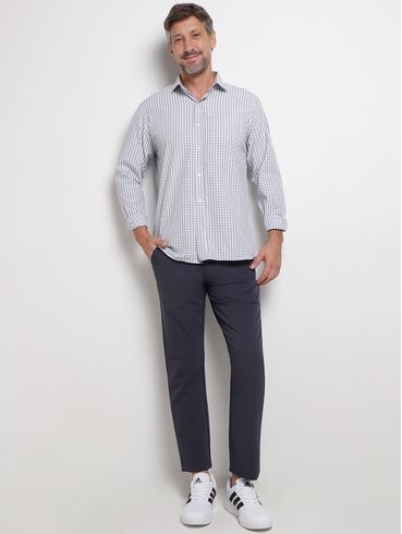 Camisa Manga Longa Xadrez Vilejack Masculina CINZA CLARO