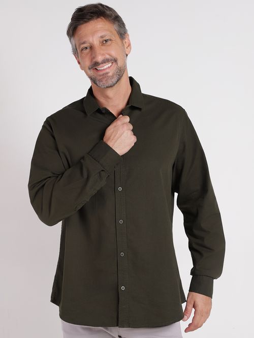 Camisa Sarja Manga Longa Vels Masculina VERDE
