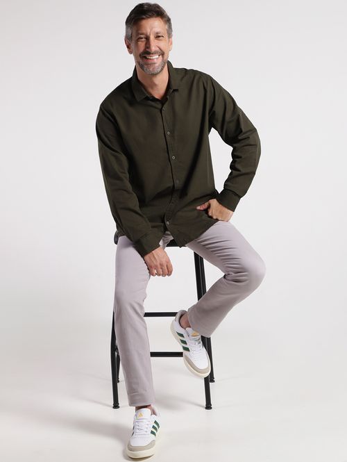 Camisa Sarja Manga Longa Vels Masculina VERDE