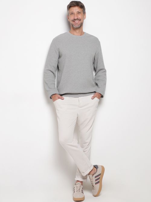 Blusão Tricot Manga Longa Masculino CINZA