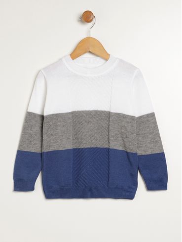 Blusão Tricot Manga Longa Juvenil Para Menino - AZUL