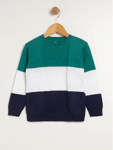 Blusão Tricot Manga Longa Juvenil Para Menino - MARINHO