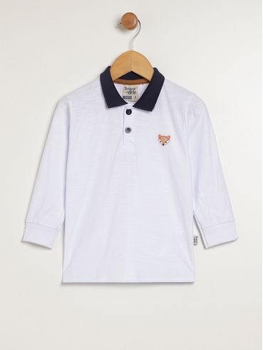 Polo Manga Longa Infantil Para Menino - BRANCO
