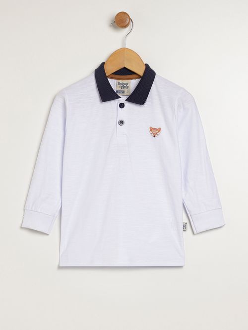 Polo Manga Longa Infantil Para Menino - BRANCO