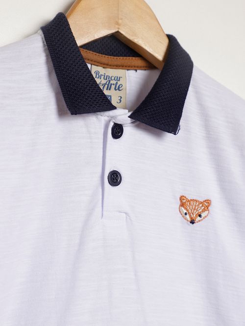 Polo Manga Longa Infantil Para Menino - BRANCO