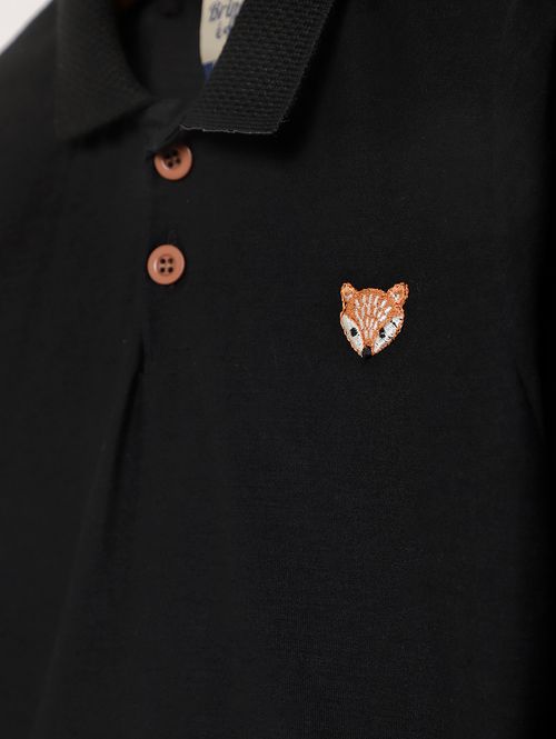 Polo Manga Longa Infantil Para Menino - PRETO