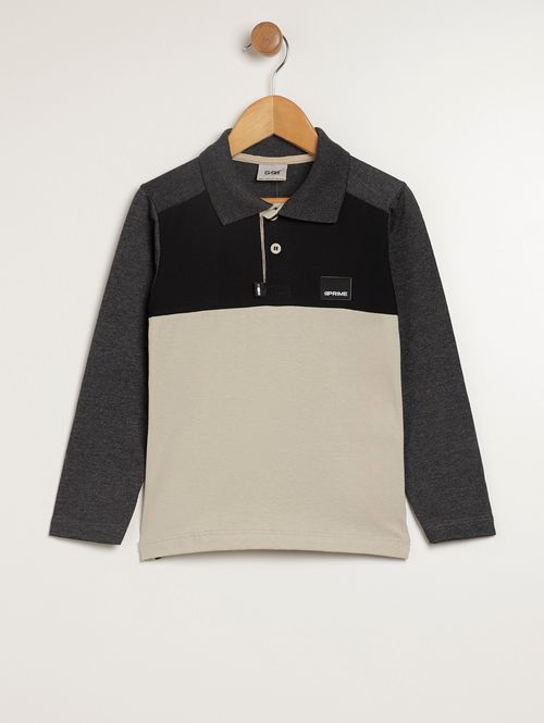 Polo Manga Curta Infantil Para Menino - GRAFITE