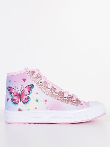 Tênis Cano Alto Juvenil Para Menina - ROSA/BRANCO