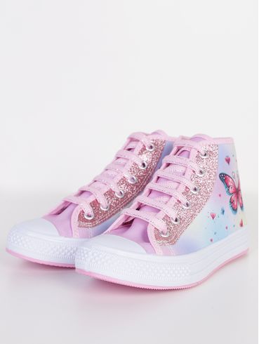 Tênis Cano Alto Juvenil Para Menina - ROSA/BRANCO