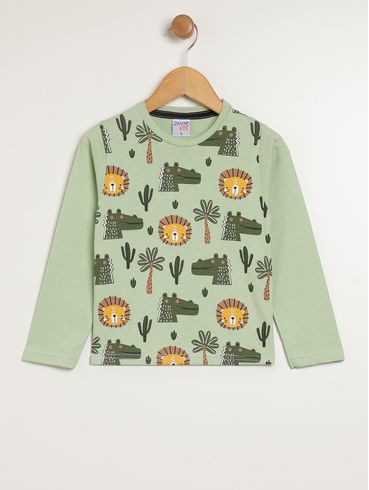 Camiseta Manga Longa Infantil Para Menino - VERDE