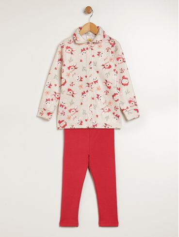 Conjunto Longo Infantil Para Menina - VERMELHO