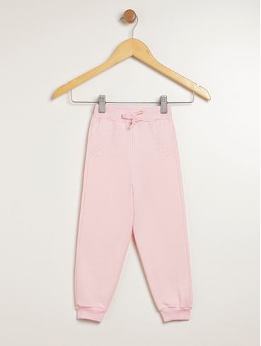Calça Moletom Infantil Para Menina - ROSA