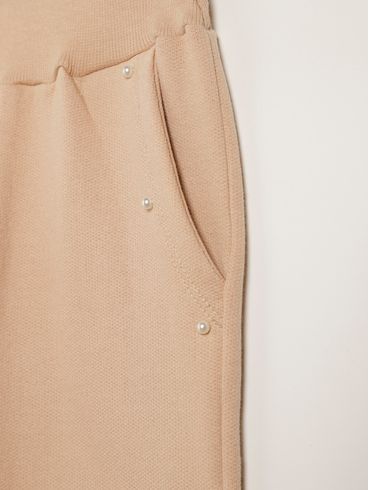 Calça Moletom Infantil Para Menina - BEGE