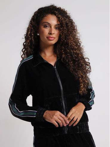 Jaqueta Plush Feminina PRETO