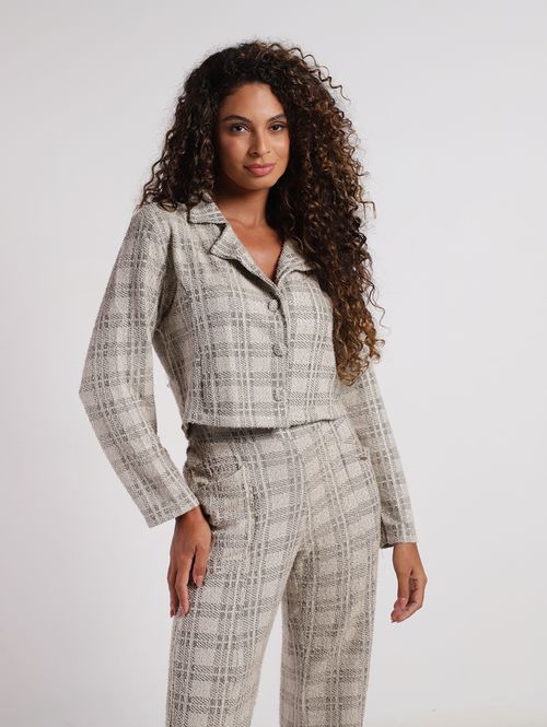 Conjunto Longo Xadrez Feminino BEGE