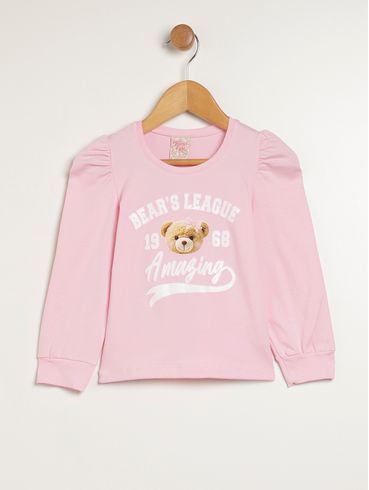 Blusa Manga Longa Infantil Para Menina - ROSA