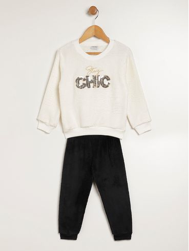 Conjunto Longo Infantil Para Menina - OFF WHITE