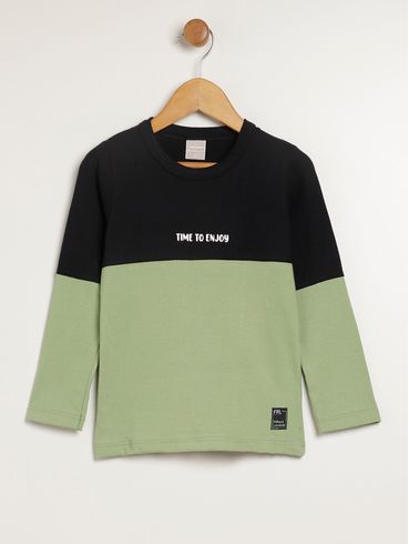Camiseta Manga Longa Infantil Para Menino - VERDE