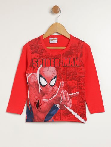 Camiseta Manga Longa Infantil Para Menino - VERMELHO
