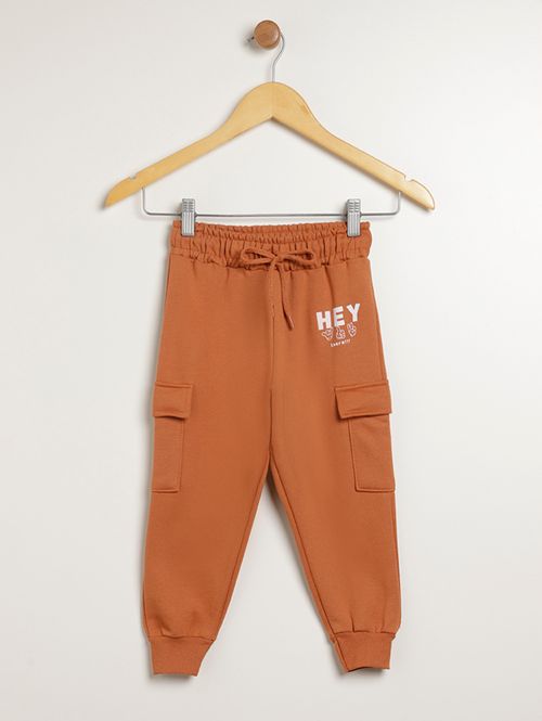 Calça Moletom Cargo Infantil Para Menino - MARROM