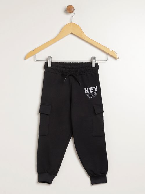 Calça Moletom Cargo Infantil Para Menino - PRETO