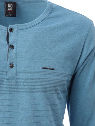 Camiseta Manga Longa No Stress Masculina AZUL
