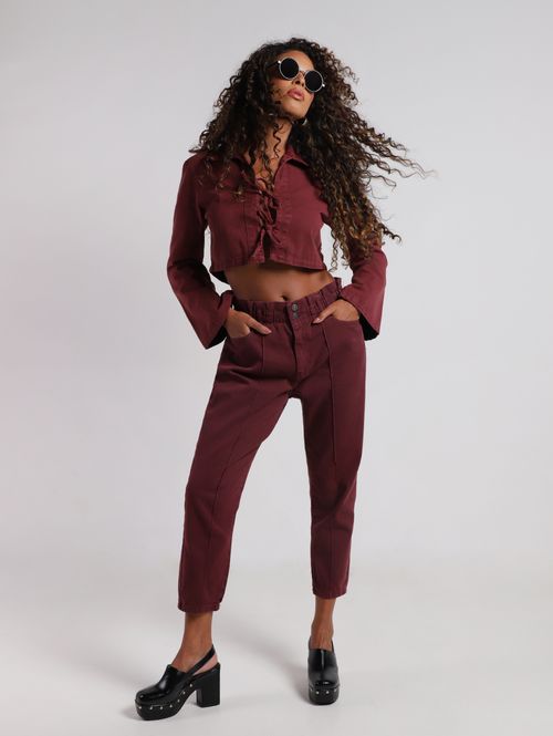 Calça Sarja Clochard Feminina BORDO