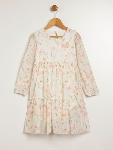 Vestido Tule Infantil Para Menina - OFF WHITE