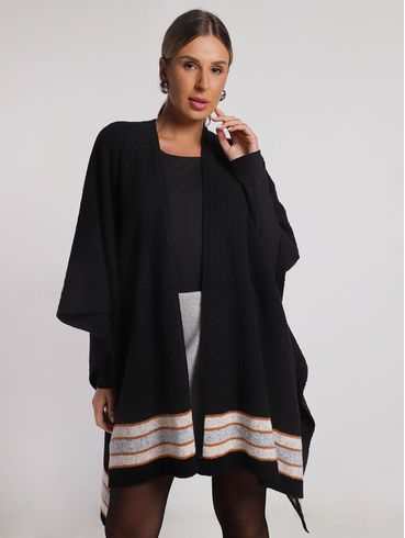 Poncho Tricot Feminino PRETO