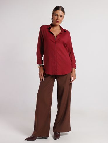 Camisa Linho Alongada Autentique Feminina VINHO