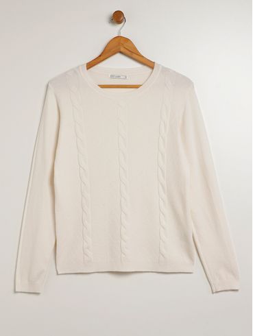 Blusão Tricot Manga Longa Plus Size Feminina AREIA