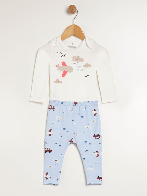 Conjunto Longo Infantil Para Bebê - OFF WHITE