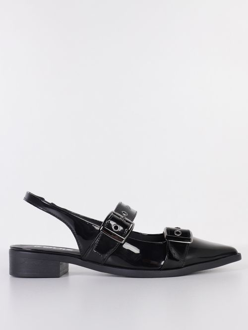 Mule Slingback Verniz Quiz Feminina PRETO