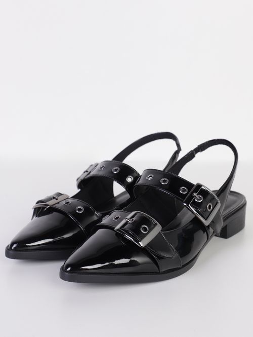 Mule Slingback Verniz Quiz Feminina PRETO