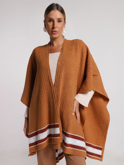 Poncho Tricot Feminino CARAMELO