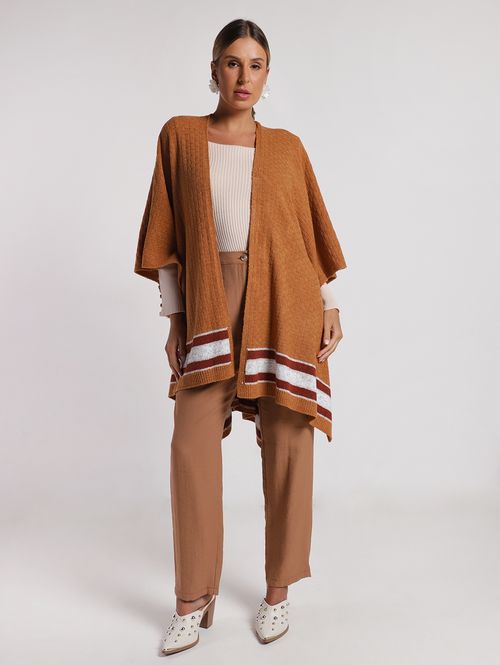 Poncho Tricot Feminino CARAMELO