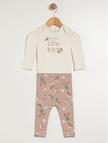 Conjunto Longo Infantil Para Bebê - BEGE