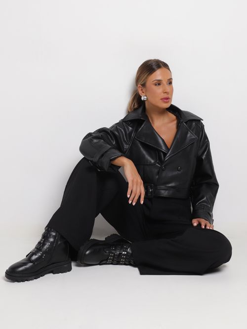 Calça Reta Alfaiataria Feminina PRETO