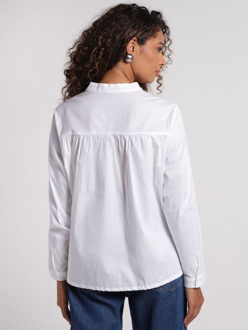 Camisa Gola Padre Laços Autentique Feminina BRANCO