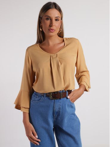 Blusa Manga 3/4 Feminina CAQUI