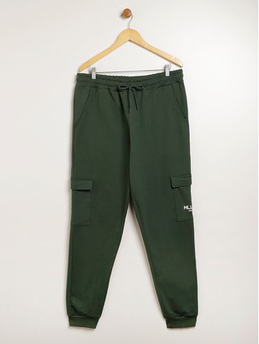 Calça Moletom Jogger Cargo Plus Size Masculina VERDE