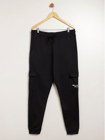Calça Moletom Jogger Cargo Plus Size Masculina PRETO